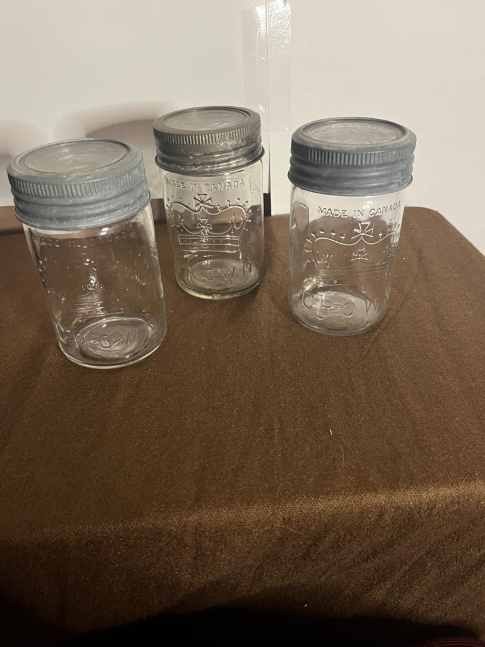 😄16 oz vintage Crown canning jars 1953 1930 1945 zinc glass lids